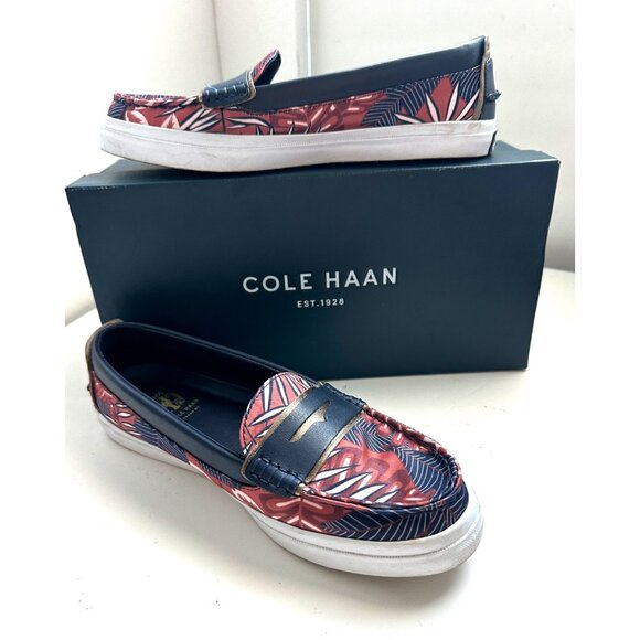 Cole Haan Pinch Weekender LX Tropical Print Ivory Womens Loafers Size 8.5B - Picture 1 of 9